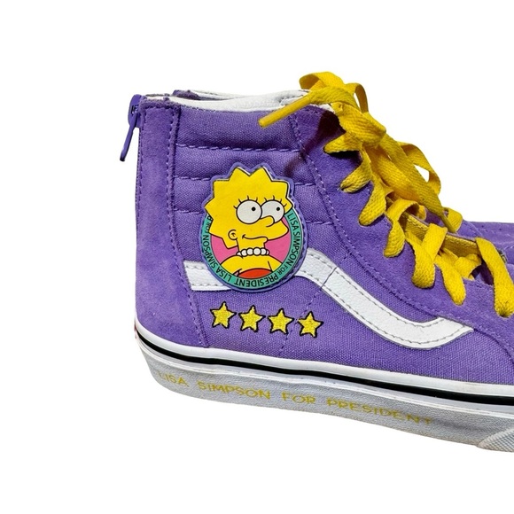 Vans The Simpsons Lisa for President Lisa 4 Prez Sk8 Hi Top Sneakers Kids Size 2 - Picture 5 of 13